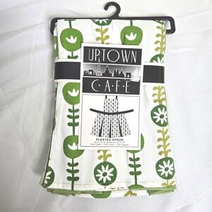 Kay Dee Designs Uptown Cafe Pleated Apron, 100% Cotton, Green/White, New